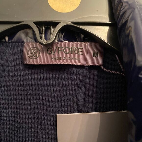 G/FORE Golf Quilted Polished Nylon Wool Lined Puffer Vest Navy Mens Retail $475 - Picture 9 of 11